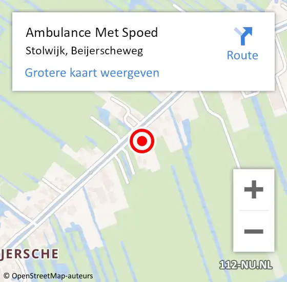 Locatie op kaart van de 112 melding: Ambulance Met Spoed Naar Stolwijk, Beijerscheweg op 12 december 2023 08:24