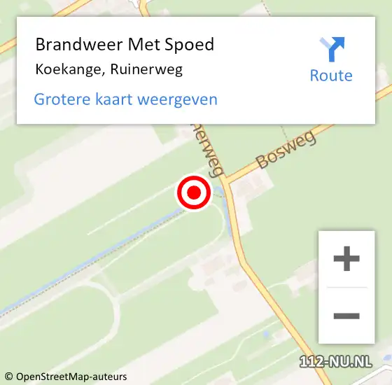 Locatie op kaart van de 112 melding: Brandweer Met Spoed Naar Koekange, Ruinerweg op 12 december 2023 08:36