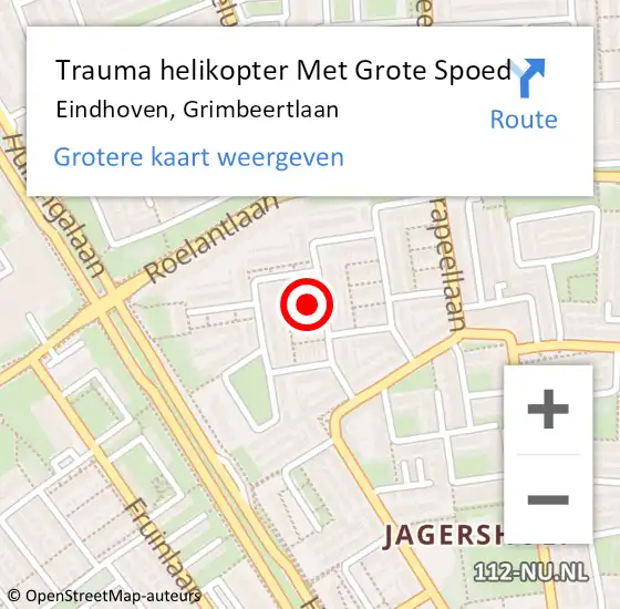 Locatie op kaart van de 112 melding: Trauma helikopter Met Grote Spoed Naar Eindhoven, Grimbeertlaan op 12 december 2023 08:45