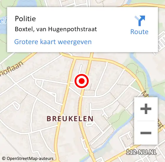 Locatie op kaart van de 112 melding: Politie Boxtel, van Hugenpothstraat op 12 december 2023 09:13