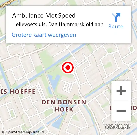 Locatie op kaart van de 112 melding: Ambulance Met Spoed Naar Hellevoetsluis, Dag Hammarskjöldlaan op 12 december 2023 09:24