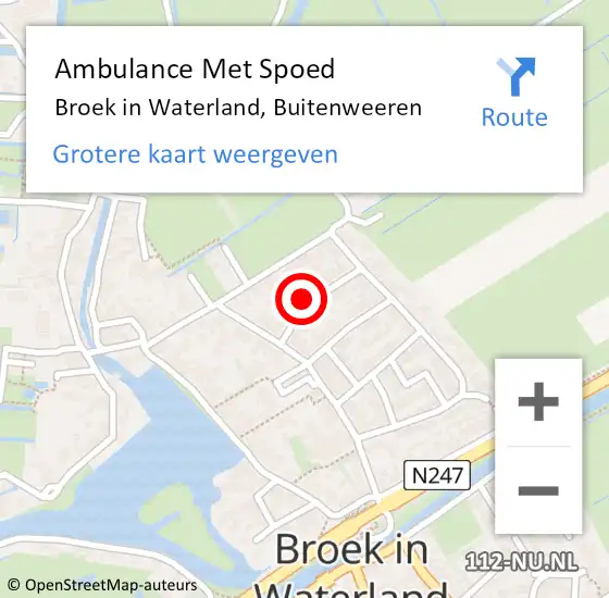 Locatie op kaart van de 112 melding: Ambulance Met Spoed Naar Broek in Waterland, Buitenweeren op 12 december 2023 09:34