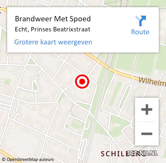 Locatie op kaart van de 112 melding: Brandweer Met Spoed Naar Echt, Prinses Beatrixstraat op 12 december 2023 09:36