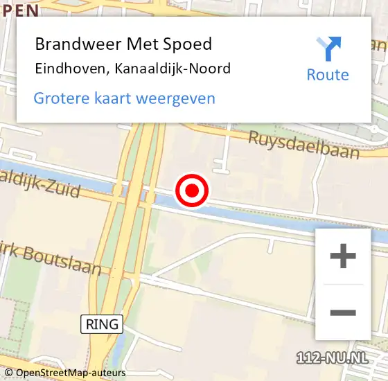Locatie op kaart van de 112 melding: Brandweer Met Spoed Naar Eindhoven, Kanaaldijk-Noord op 12 december 2023 09:51