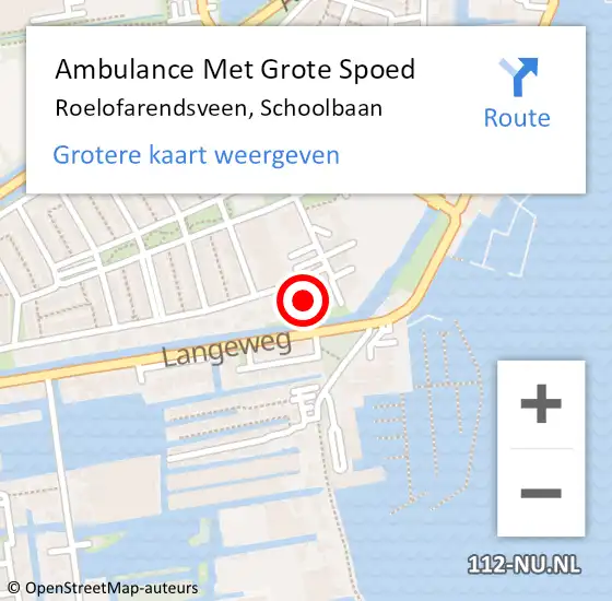 Locatie op kaart van de 112 melding: Ambulance Met Grote Spoed Naar Roelofarendsveen, Schoolbaan op 12 december 2023 10:19