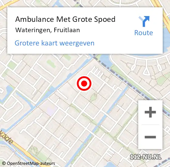 Locatie op kaart van de 112 melding: Ambulance Met Grote Spoed Naar Wateringen, Fruitlaan op 12 december 2023 10:30