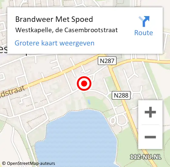 Locatie op kaart van de 112 melding: Brandweer Met Spoed Naar Westkapelle, de Casembrootstraat op 12 december 2023 10:31