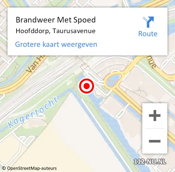 Locatie op kaart van de 112 melding: Brandweer Met Spoed Naar Hoofddorp, Taurusavenue op 12 december 2023 10:39