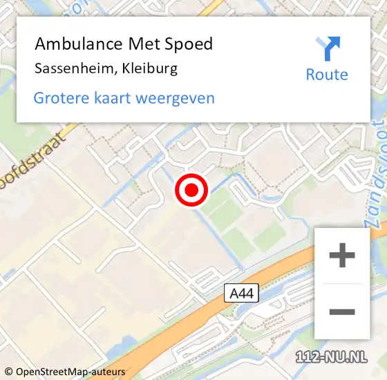 Locatie op kaart van de 112 melding: Ambulance Met Spoed Naar Sassenheim, Kleiburg op 12 december 2023 10:54