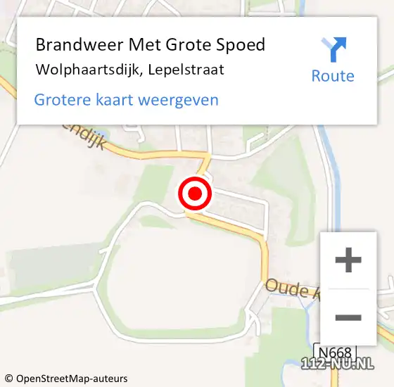 Locatie op kaart van de 112 melding: Brandweer Met Grote Spoed Naar Wolphaartsdijk, Lepelstraat op 12 december 2023 11:15