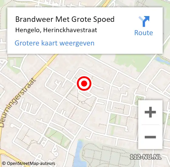 Locatie op kaart van de 112 melding: Brandweer Met Grote Spoed Naar Hengelo, Herinckhavestraat op 12 december 2023 11:20