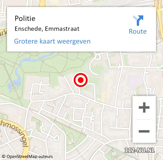 Locatie op kaart van de 112 melding: Politie Enschede, Emmastraat op 12 december 2023 11:23