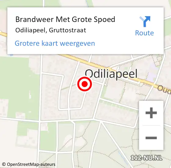 Locatie op kaart van de 112 melding: Brandweer Met Grote Spoed Naar Odiliapeel, Gruttostraat op 12 december 2023 11:32