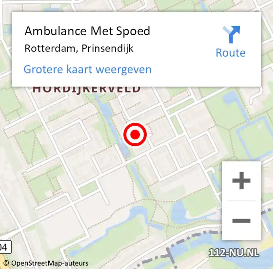 Locatie op kaart van de 112 melding: Ambulance Met Spoed Naar Rotterdam, Prinsendijk op 12 december 2023 11:46