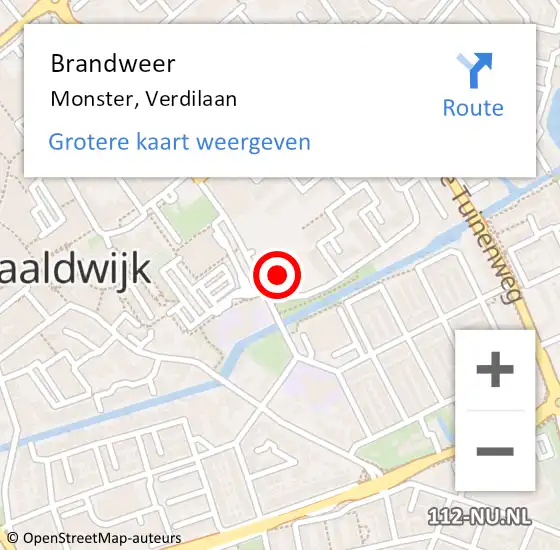 Locatie op kaart van de 112 melding: Brandweer Monster, Verdilaan op 12 december 2023 11:47