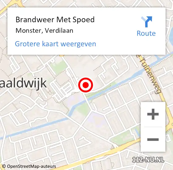 Locatie op kaart van de 112 melding: Brandweer Met Spoed Naar Monster, Verdilaan op 12 december 2023 11:49