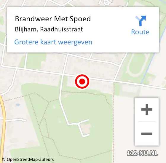 Locatie op kaart van de 112 melding: Brandweer Met Spoed Naar Blijham, Raadhuisstraat op 12 december 2023 11:52