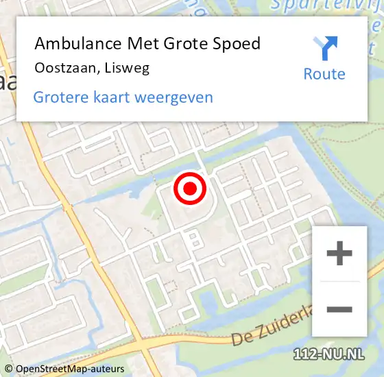 Locatie op kaart van de 112 melding: Ambulance Met Grote Spoed Naar Oostzaan, Lisweg op 12 december 2023 12:01