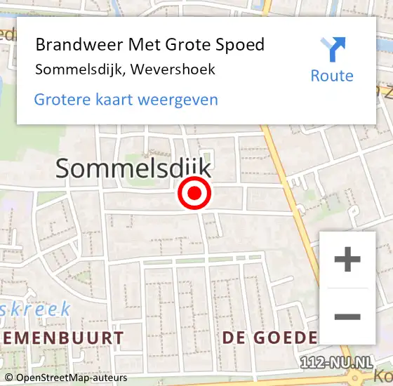 Locatie op kaart van de 112 melding: Brandweer Met Grote Spoed Naar Sommelsdijk, Wevershoek op 14 oktober 2013 21:11