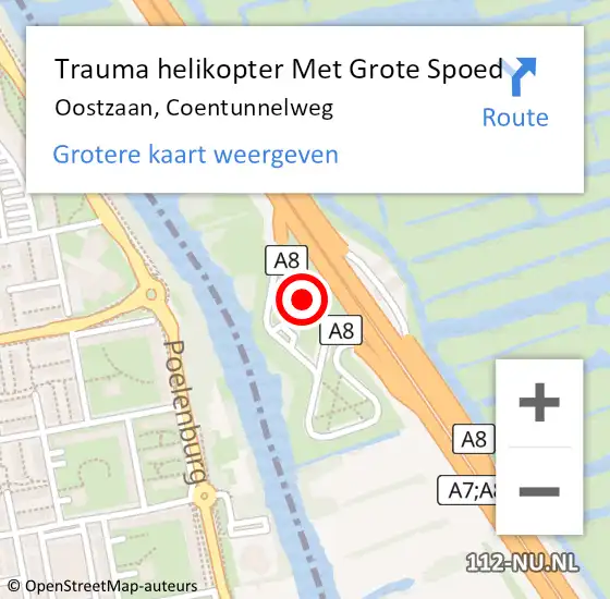 Locatie op kaart van de 112 melding: Trauma helikopter Met Grote Spoed Naar Oostzaan, Coentunnelweg op 12 december 2023 12:31