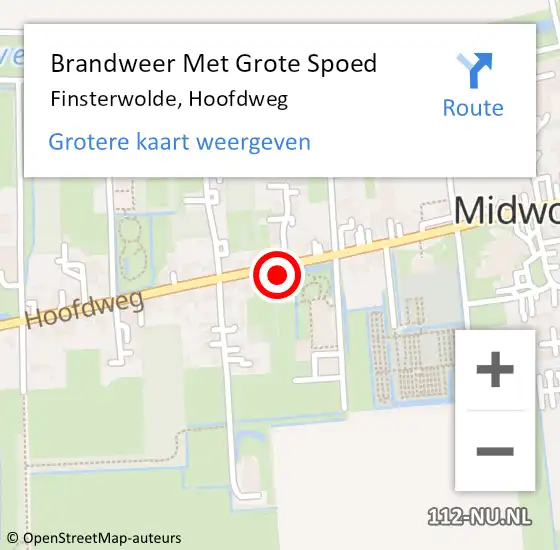 Locatie op kaart van de 112 melding: Brandweer Met Grote Spoed Naar Finsterwolde, Hoofdweg op 12 december 2023 13:12