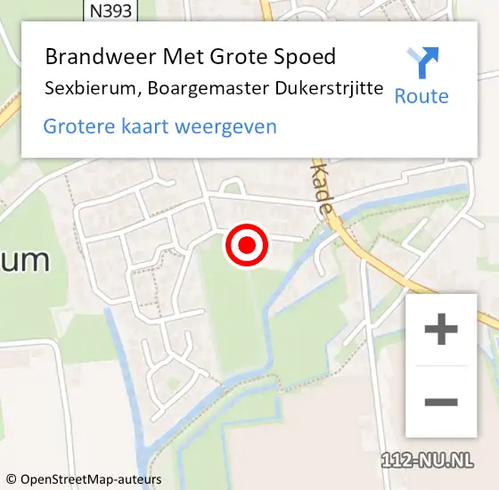 Locatie op kaart van de 112 melding: Brandweer Met Grote Spoed Naar Sexbierum, Boargemaster Dukerstrjitte op 12 december 2023 13:13