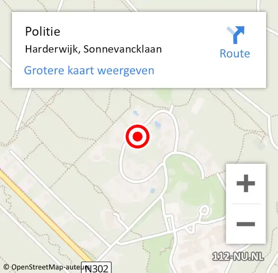 Locatie op kaart van de 112 melding: Politie Harderwijk, Sonnevancklaan op 12 december 2023 13:15