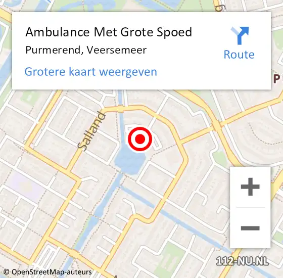 Locatie op kaart van de 112 melding: Ambulance Met Grote Spoed Naar Purmerend, Veersemeer op 12 december 2023 13:15