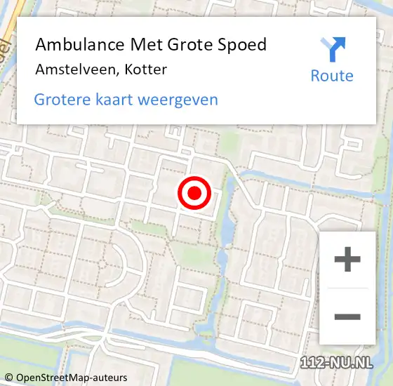 Locatie op kaart van de 112 melding: Ambulance Met Grote Spoed Naar Amstelveen, Kotter op 12 december 2023 13:20