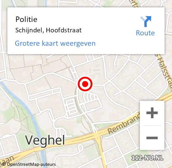 Locatie op kaart van de 112 melding: Politie Schijndel, Hoofdstraat op 12 december 2023 13:21
