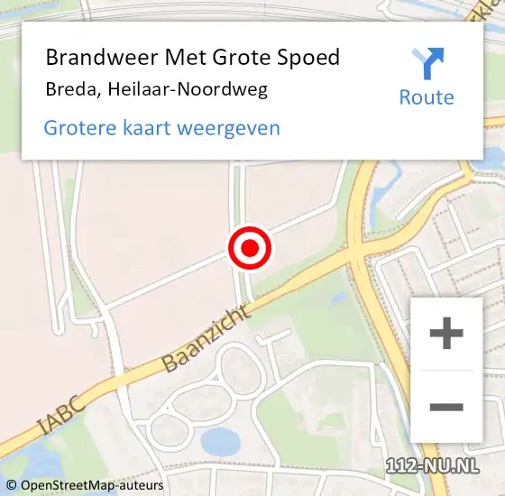Locatie op kaart van de 112 melding: Brandweer Met Grote Spoed Naar Breda, Heilaar-Noordweg op 12 december 2023 13:48