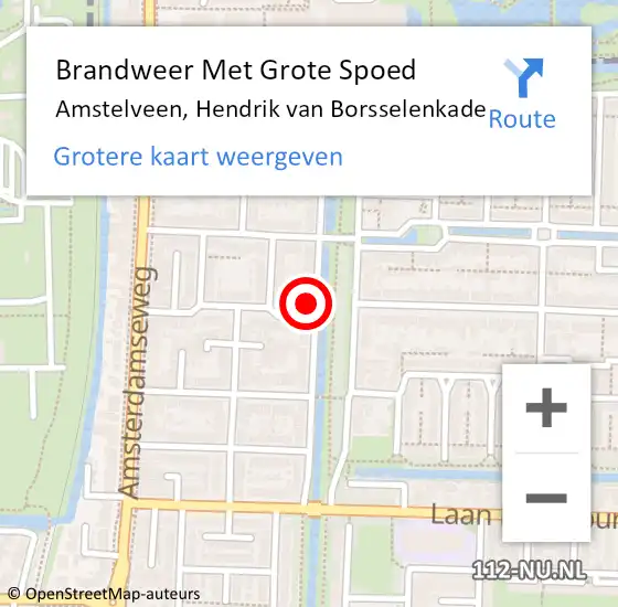 Locatie op kaart van de 112 melding: Brandweer Met Grote Spoed Naar Amstelveen, Hendrik van Borsselenkade op 12 december 2023 13:54