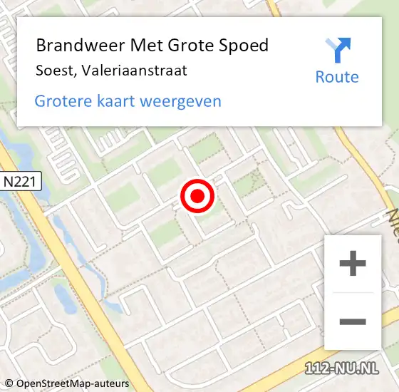 Locatie op kaart van de 112 melding: Brandweer Met Grote Spoed Naar Soest, Valeriaanstraat op 12 december 2023 14:43