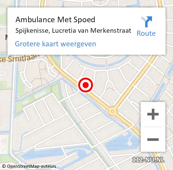 Locatie op kaart van de 112 melding: Ambulance Met Spoed Naar Spijkenisse, Lucretia van Merkenstraat op 12 december 2023 14:50