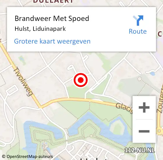 Locatie op kaart van de 112 melding: Brandweer Met Spoed Naar Hulst, Liduinapark op 12 december 2023 14:52