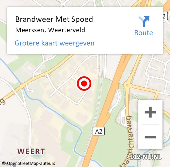 Locatie op kaart van de 112 melding: Brandweer Met Spoed Naar Meerssen, Weerterveld op 12 december 2023 15:15