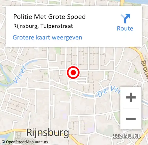 Locatie op kaart van de 112 melding: Politie Met Grote Spoed Naar Rijnsburg, Tulpenstraat op 12 december 2023 15:29