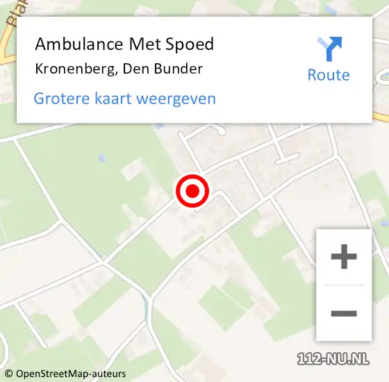 Locatie op kaart van de 112 melding: Ambulance Met Spoed Naar Kronenberg, Den Bunder op 18 september 2014 10:45