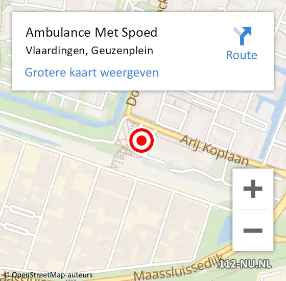 Locatie op kaart van de 112 melding: Ambulance Met Spoed Naar Vlaardingen, Geuzenplein op 12 december 2023 15:38