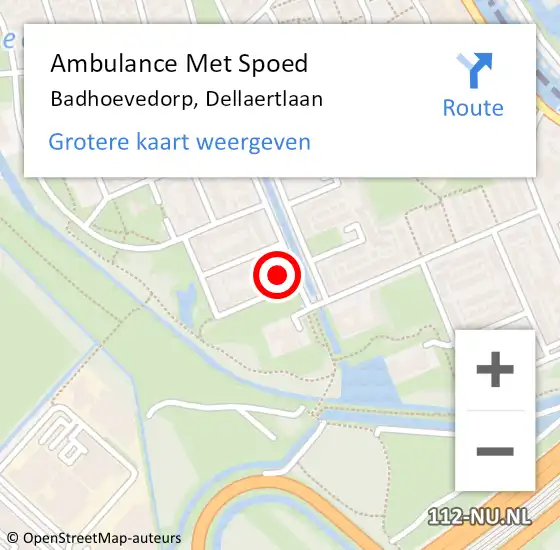 Locatie op kaart van de 112 melding: Ambulance Met Spoed Naar Badhoevedorp, Dellaertlaan op 12 december 2023 16:22