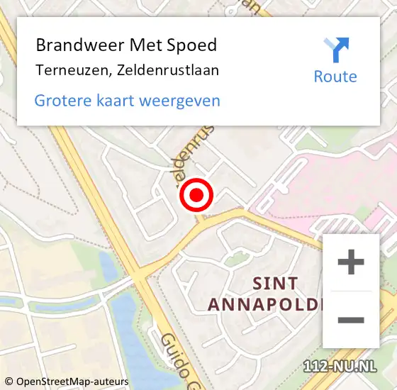 Locatie op kaart van de 112 melding: Brandweer Met Spoed Naar Terneuzen, Zeldenrustlaan op 12 december 2023 16:22