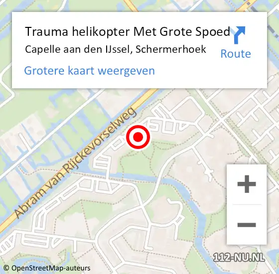 Locatie op kaart van de 112 melding: Trauma helikopter Met Grote Spoed Naar Capelle aan den IJssel, Schermerhoek op 12 december 2023 16:28