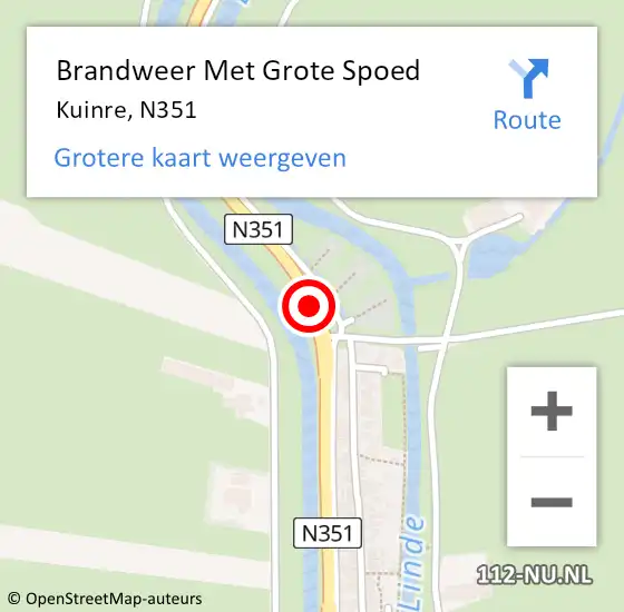 Locatie op kaart van de 112 melding: Brandweer Met Grote Spoed Naar Kuinre, N351 op 18 september 2014 10:50