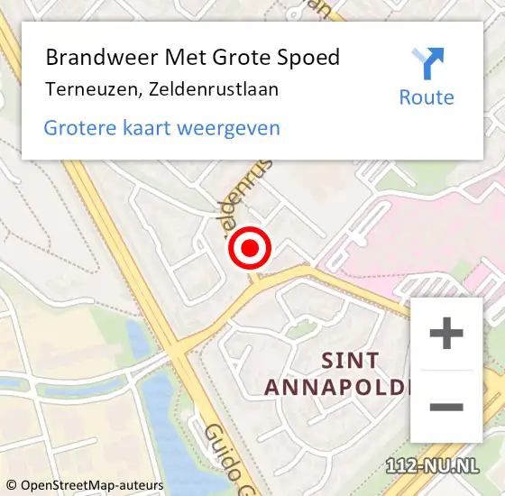 Locatie op kaart van de 112 melding: Brandweer Met Grote Spoed Naar Terneuzen, Zeldenrustlaan op 12 december 2023 16:45