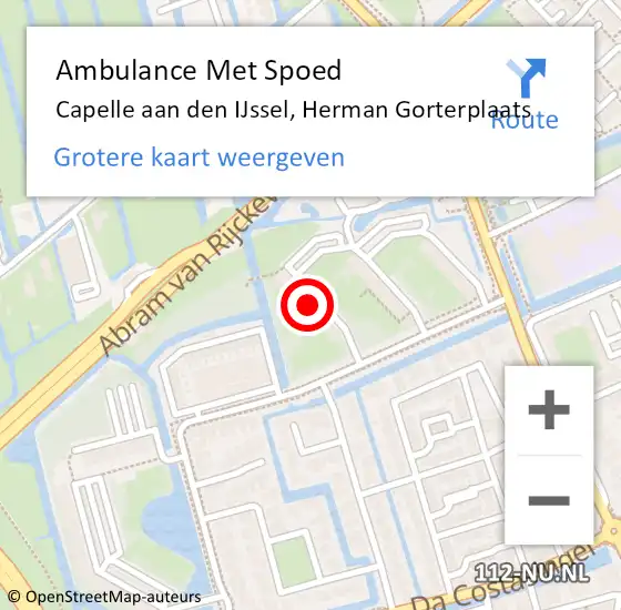 Locatie op kaart van de 112 melding: Ambulance Met Spoed Naar Capelle aan den IJssel, Herman Gorterplaats op 12 december 2023 16:53