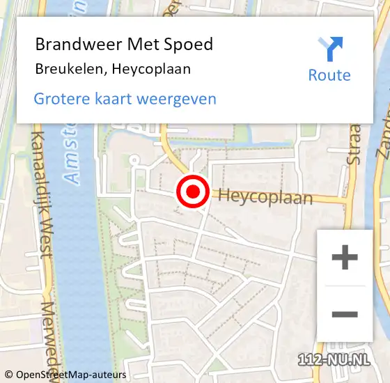 Locatie op kaart van de 112 melding: Brandweer Met Spoed Naar Breukelen, Heycoplaan op 12 december 2023 16:56