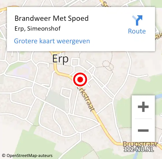 Locatie op kaart van de 112 melding: Brandweer Met Spoed Naar Erp, Simeonshof op 12 december 2023 17:10