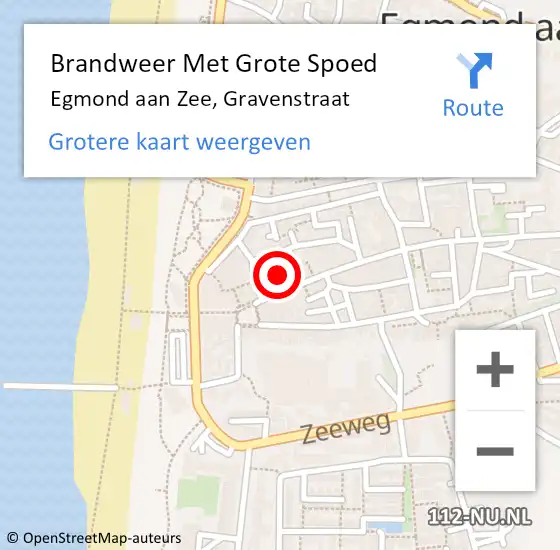 Locatie op kaart van de 112 melding: Brandweer Met Grote Spoed Naar Egmond aan Zee, Gravenstraat op 12 december 2023 17:30