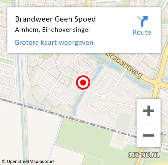 Locatie op kaart van de 112 melding: Brandweer Geen Spoed Naar Arnhem, Eindhovensingel op 12 december 2023 17:42