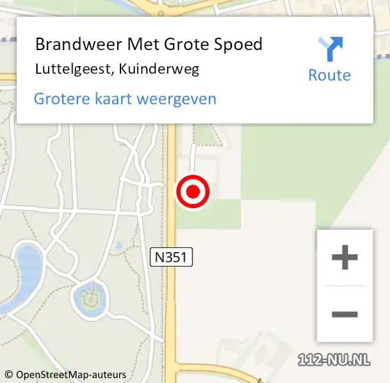 Locatie op kaart van de 112 melding: Brandweer Met Grote Spoed Naar Luttelgeest, Kuinderweg op 18 september 2014 10:56